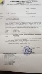 Surat Undangan DPRD Jember kepada Bupati Jember