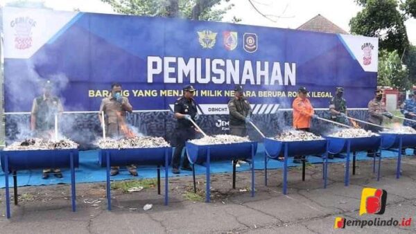 PEMKAB JEMBER DAN BEA CUKAI MUSNAHKAN ROKOK