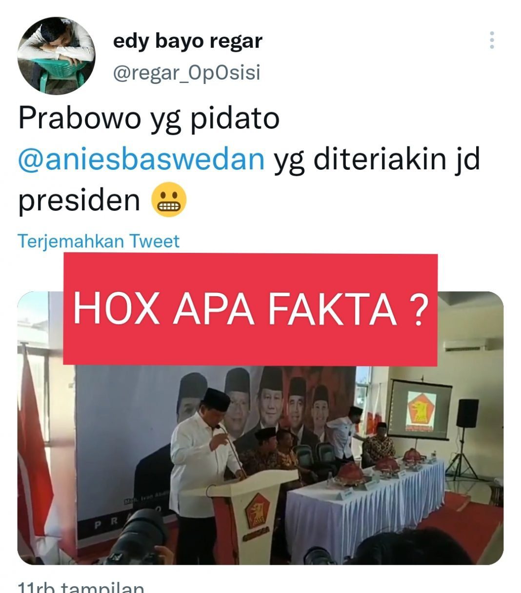 Prabowo Pidato Anis Presiden