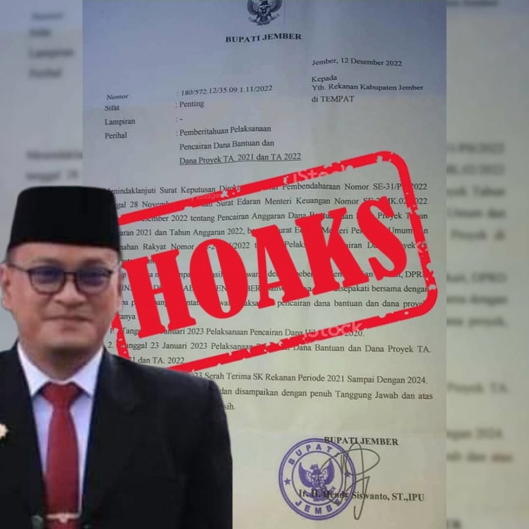 Hoaks ! Beredar Surat Keputusan Bupati Jember jempolindo, jember. surat keputusan bupati jember