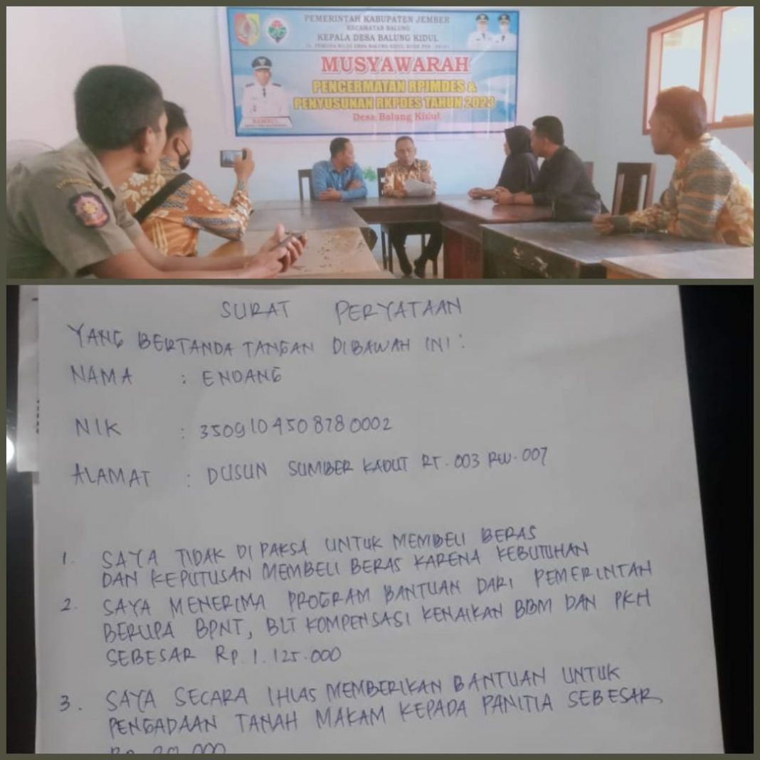 Kades Balung Kidul : Tidak Ada Kewajiban Membeli Beras jempolindo,jember, Kades Balung Kidul, BPNT